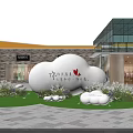 Creative Floral Decoration For Mall Exterior With Cloud Shaped Installation And Green Plants