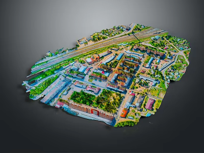 Vibrant Cartoon City Layout 3D Model with Buildings Roads and Green Areas 3d model
