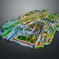 Vibrant Cartoon City Layout 3D Model with Buildings Roads and Green Areas