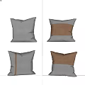 Modern Gray Brown Accent Pillows With Patchwork Texture And Soft Fabric 3d model