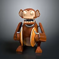 Cartoon Style Brown Monkey Game Movie Character With Large Ears And Playful Design