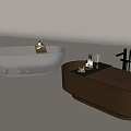 Modern Yellow Glass and Beige Sleek Oval Shaped Bathtubs With Faucets And Fixtures