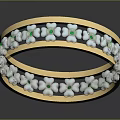 Elegant Jewelry Ring With Golden Band Silver Accents And Green Gemstones Exquisite Inlaid Design