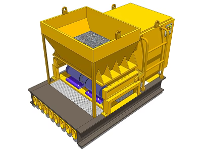 Yellow Industrial Hopper Equipment with Mobile Base for Gravel Loading Operations 3d model