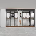 Clothing Hangers In Retail Store Display With White Shirts Pants And Shoes