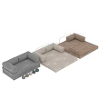 Modern Two Seater Sofa In Brown And Beige Textured Fabric With Metal Frame