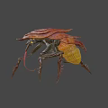 Sci Fi Fantasy Game Movie Character With Red Carapace Yellow Body And Long Antennae