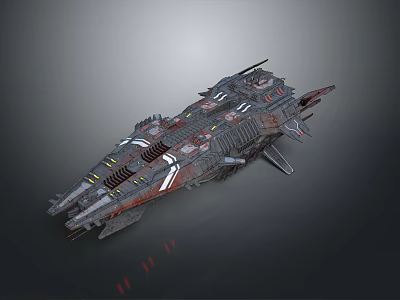 Futuristic Cosmic Spacecraft With Detailed Armored Hull And Advanced Thrusters 3d model