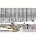 Modern Café Interior Design With Perforated Ceiling Hanging Lights And Counter Seating