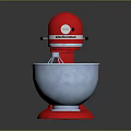 Sleek Red Stand Mixer Featuring Shiny Silver Mixing Bowl And Smooth Base Design