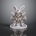 Silver Mechanical Rabbit Figurine With Metallic Texture And Mechanical Joints On Base Featuring LOSIR Lettering 3d model