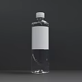 Transparent Plastic Beverage Bottle With White Label And Cap On Dark Background