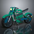 Green Vintage Motorcycle With Black Leather Seat And Modern Retro Design Details