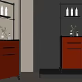 Stylish Orange Cabinets With Metal Shelves White Bottles Green Plants And Dark Wall