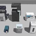 Office Appliances Including Multifunction Printers Shredders Black White Blue Devices Various Sizes 3d model