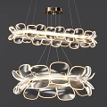 Modern Elegant Petal Shaped Layered Chandelier With Glowing Glass Design And Hanging Structure