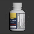 White Pain Reliever Bottle With Yellow And Blue Label For Pain Relief