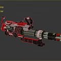 3D Model Heavy Weapon With Red Black Spiral Barrel And Metallic Finish