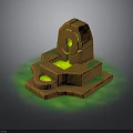 Ancient Stone Structure With Arched Opening Green Glowing Base And Mossy Edges 3d model