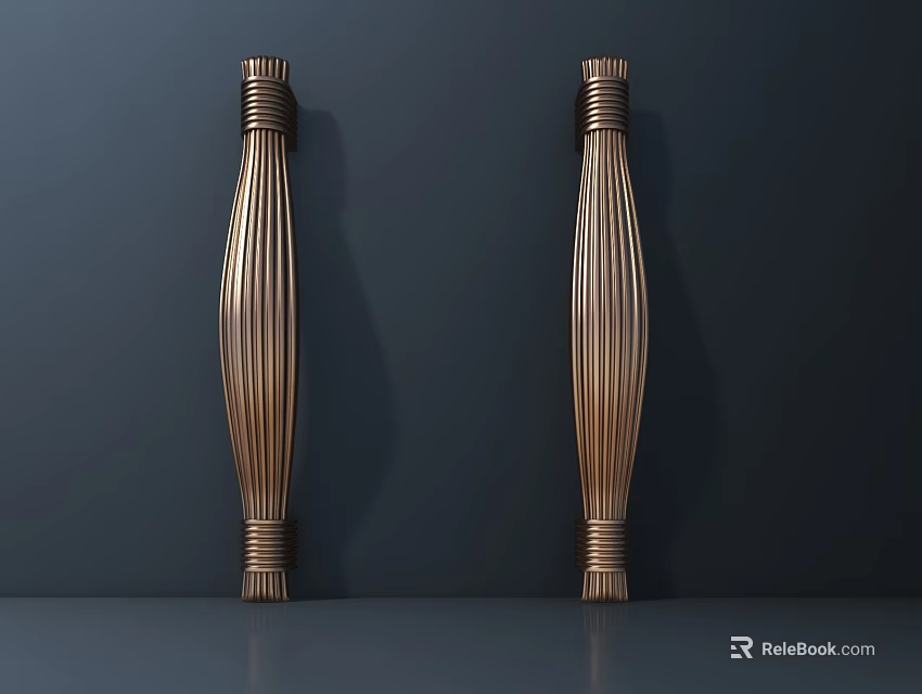 Hardware Tools Metal Furniture Handles With Brass Colored Striped Design For Cabinet Doors 3d model 