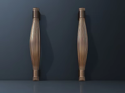 Hardware Tools Metal Furniture Handles With Brass Colored Striped Design For Cabinet Doors 3d model