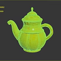 Yellow Pumpkin Shaped Teapot With Silver Top And Handle For Home Kitchen Use