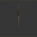 Ornate Metallic Sword With Spiked Hilt And Intricate Decorative Details