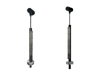 Industrial Level Gauge With Vertical Scale Top Black Component And Base Mount 3d model