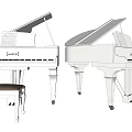 Two White Grand Pianos With Matching Stools Elegant Musical Instruments
