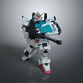White Blue Red Gundam Model Standing With Long Rifle Green Red Head And 08 Marking