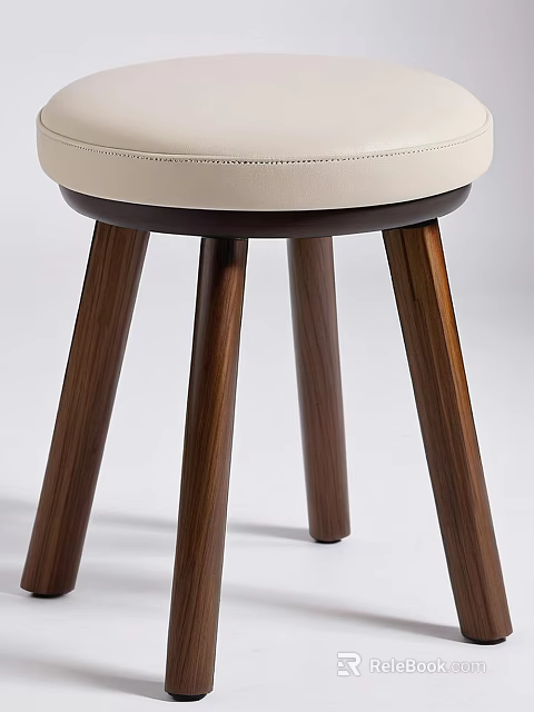 Modern Leisure Chair With Beige Padded Seat And Sturdy Wooden Legs Design 3d model 