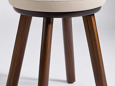 Modern Leisure Chair With Beige Padded Seat And Sturdy Wooden Legs Design 3d model