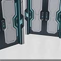 Futuristic Modern Double Doors With White Panels Blue Accents And Illuminated Frames