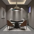 Modern Hotel Mahjong Room Interior With Mahjong Table Comfortable Chairs Pendant Lighting And Wall Art