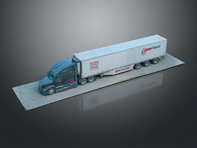 Schneider White Container Truck With Trailer And Company Logo Design 3d model