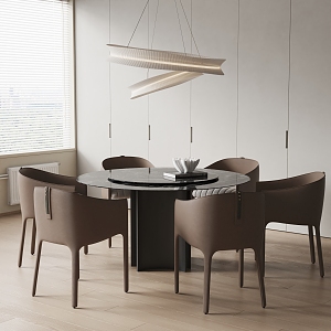 NORHOR Dining Table and Chair Light Luxury Table and Chair Chandelier Leisure Chair 3d model