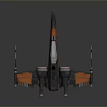 Futuristic Starfighter Spaceship With Orange Black Body Multiple Engines And Sleek Wings