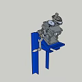 Blue Manual Mechanical Device With White Handle And Metal Components