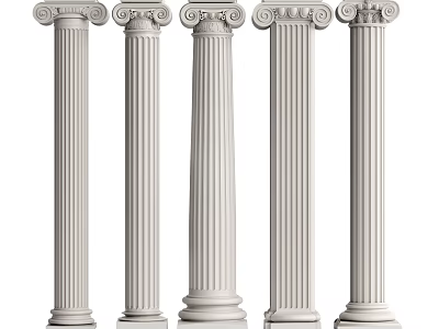 Ancient Roman Columns In Classical Style With Fluted Shafts And Ornate Capitals 3d model