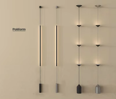 Sleek Modern Wall Lamps With Vertical Metallic Body And LED Illumination Features 3d model