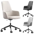 Modern Office Desk and Chair Set with Multi Colored Fabric Seats and Rolling Wheels