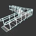 Modern Staircase With Metal Handrails Non Slip Gray Treads And Platforms