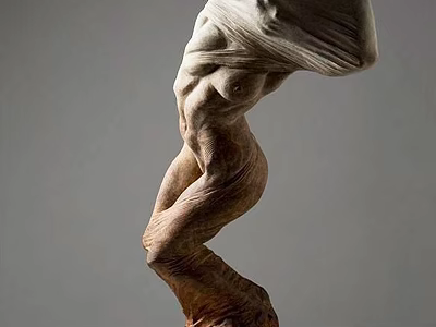 Artistic Dynamic Human Figure Sculpture With Flowing Drapery And Muscular Torso Details 3d model