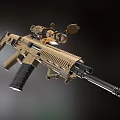 Sand Colored Military Tactical Rifle With Optic Sight Tactical Barrel And Magazine