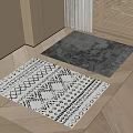Modern Square Rugs With Geometric Pattern And Solid Gray On Wooden Floor