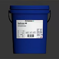 Blue Plastic Household Bucket With Red Lid Black Handle And White Label For Daily Use