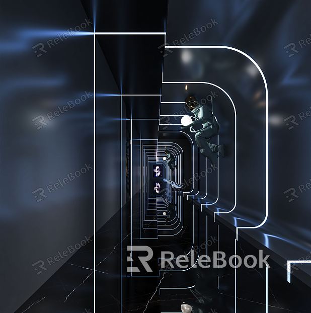 Modern KTV aisle aisle nightclub aisle corridor aisle time tunnel astronaut sculpture ornaments hi model