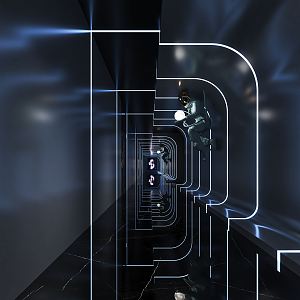 Modern KTV aisle nightclub aisle corridor aisle time tunnel astronaut sculpture ornaments hi 3d model