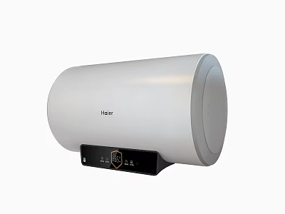 Haier Modern Electric Water Heater With Silver Cylindrical Design And Digital Panel 3d model