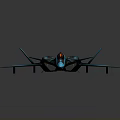 Cosmic Aerospace Futuristic Spaceship With Blue Black Streamlined Design And Cockpit